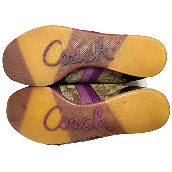 Coach Signature Canvas Sneakers Purple Accents Women Size 8 - Picture 4 of 5
